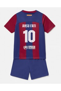 Barcelona Ansu Fati #10 Babytruitje Thuis tenue Kind 2023-24 Korte Mouw (+ Korte broeken)